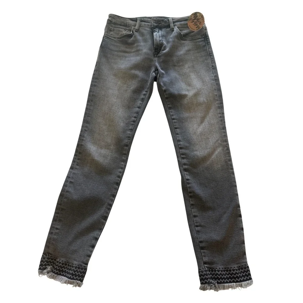 NWT Mavi Tess Gray High Rise Skinny Jeans Women's Distressed Frayed Hem 28/27 - Picture 1 of 14